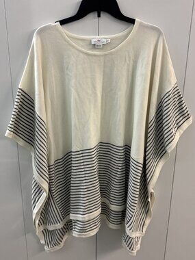 Vineyard Vines $158 Striped Sweater Poncho in Marshmallow Sz M/L
